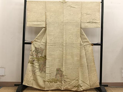 平和屋着物■訪問着　御所車花文　正絹　逸品　BAAY1238mz