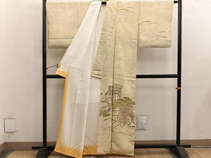 平和屋着物■訪問着　御所車花文　正絹　逸品　BAAY1238mz