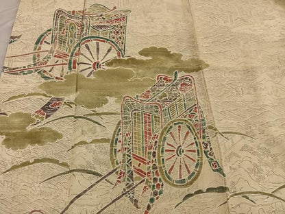 平和屋着物■訪問着　御所車花文　正絹　逸品　BAAY1238mz