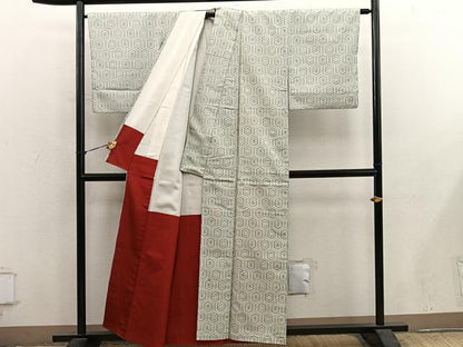 平和屋着物■上質な紬　亀甲文　正絹　逸品　BAAY1240mz