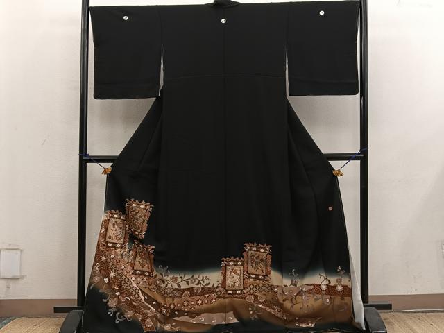 平和屋着物■豪華黒留袖　作家物　花鳥文　暈し染め　金彩　正絹　逸品　未使用　BAAY1243mz