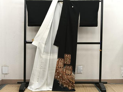 平和屋着物■豪華黒留袖　作家物　花鳥文　暈し染め　金彩　正絹　逸品　未使用　BAAY1243mz