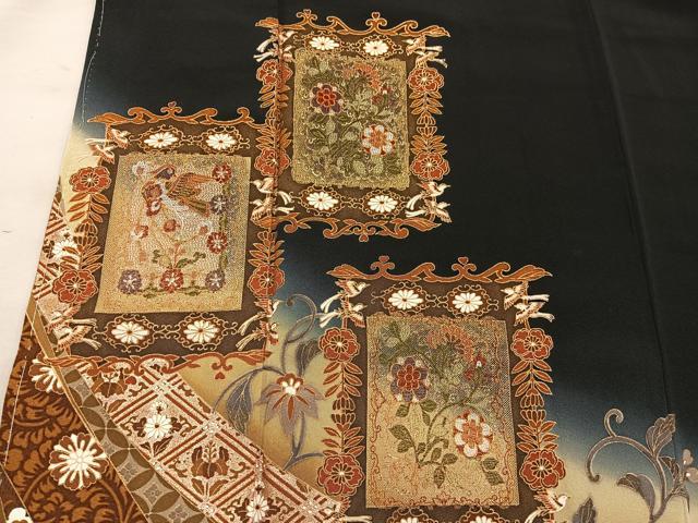 平和屋着物■豪華黒留袖　作家物　花鳥文　暈し染め　金彩　正絹　逸品　未使用　BAAY1243mz