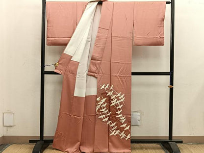 平和屋着物■豪華色留袖　刺繍　飛鶴文　金彩　正絹　逸品　BAAY1248mz