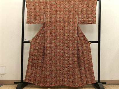 平和屋着物■上質な小紋　菱花文　正絹　逸品　BAAY1253mz