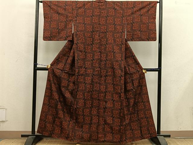 平和屋着物■本場村山大島紬　菊花文　正絹　逸品　BAAY1254mz