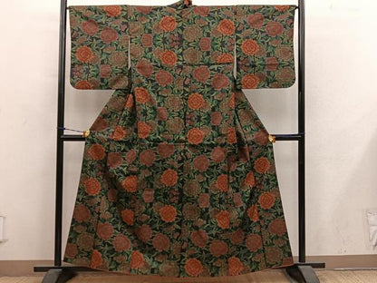平和屋着物■本場大島紬　7マルキ　草花文　正絹　逸品　BAAY1256mz