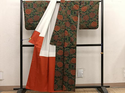 平和屋着物■本場大島紬　7マルキ　草花文　正絹　逸品　BAAY1256mz