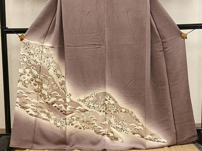 平和屋着物■豪華色留袖　菊梅花文　暈し染め　金彩　鬼しぼ縮緬　正絹　逸品　BAAY1258mz