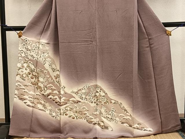 平和屋着物■豪華色留袖　菊梅花文　暈し染め　金彩　鬼しぼ縮緬　正絹　逸品　BAAY1258mz