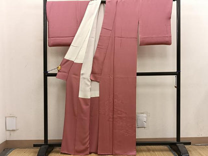 平和屋着物■色留訪問着　風景地紋　真赭色　正絹　逸品　BAAY1259mz