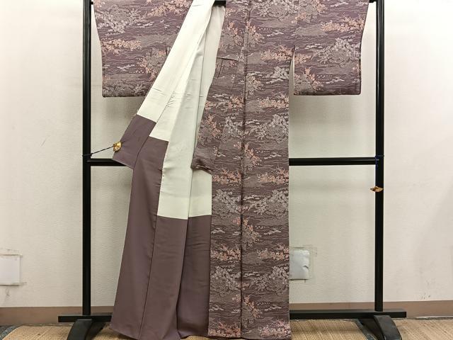 平和屋着物■上質な小紋　風景花文　鬼しぼ縮緬　正絹　逸品　BAAY1261mz
