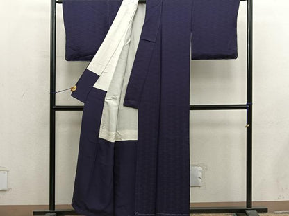 平和屋着物■上質な色無地　菱花地紋　黒紅色　正絹　逸品　BAAY1263mz