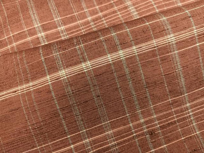 平和屋着物■上質な紬　格子柄　正絹　逸品　BAAY1264mz