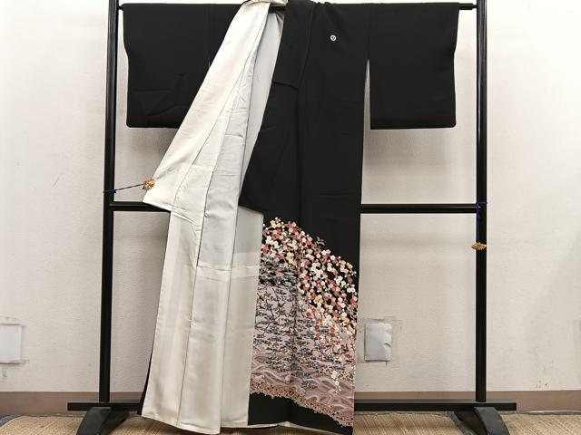 平和屋着物■豪華黒留袖　友禅　作家物　花鳥文　正絹　逸品　BAAY1274mz