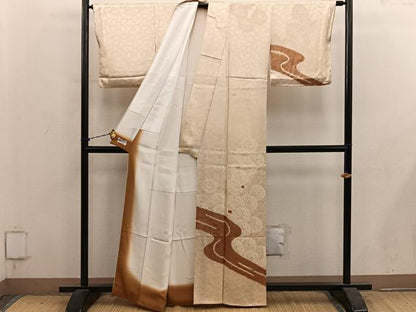 平和屋着物■訪問着　駒刺繍　絞り　流水文　やまと誂製　正絹　逸品　BAAY1276mz