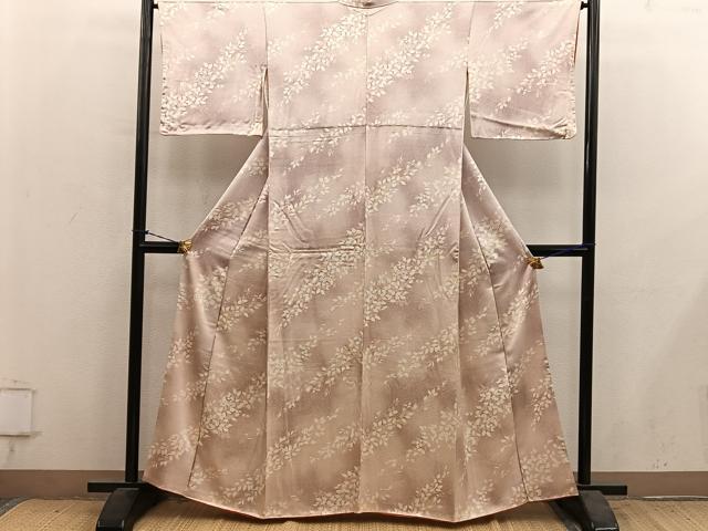 平和屋着物■上質な小紋　草葉文　正絹　逸品　BAAY1277mz