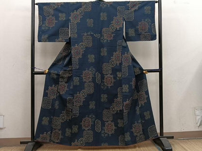 平和屋着物■上質な紬　草花文　正絹　逸品　BAAY1281mz