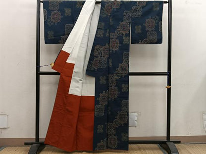 平和屋着物■上質な紬　草花文　正絹　逸品　BAAY1281mz