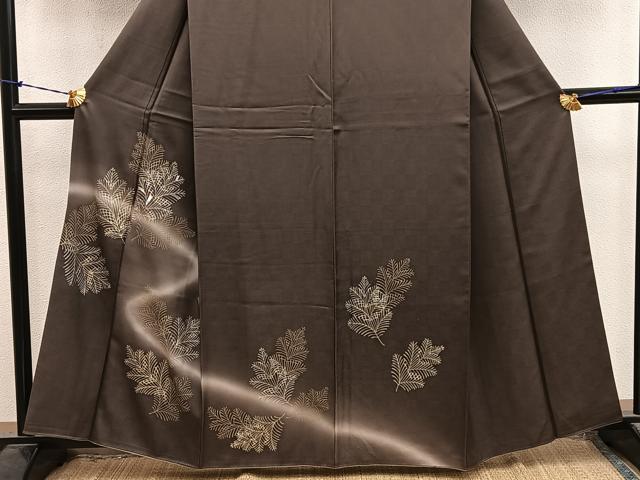 平和屋着物●訪問着　松葉文　暈し染め　金彩　正絹　逸品　BAAY1283mz