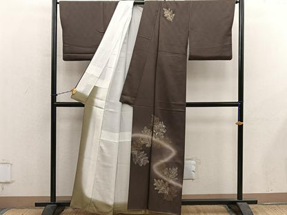 平和屋着物●訪問着　松葉文　暈し染め　金彩　正絹　逸品　BAAY1283mz