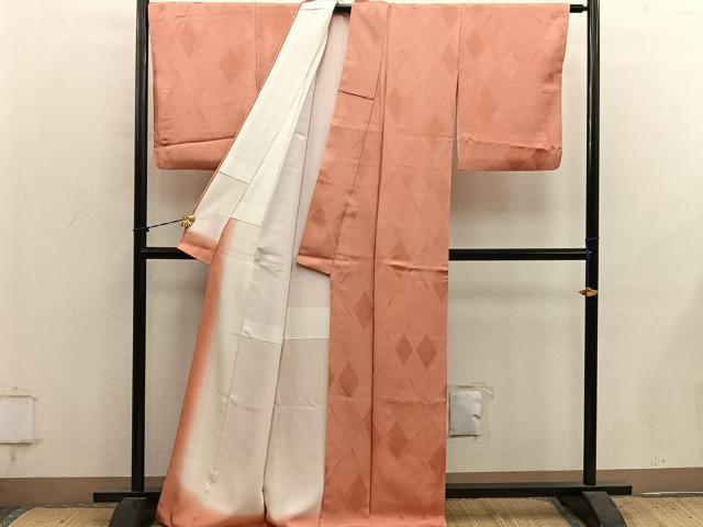 平和屋着物■上質な色無地　菱地紋　黄丹色　正絹　逸品　BAAY1286mz