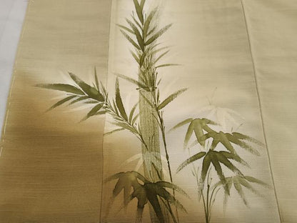 平和屋着物■訪問着　紬地　手描き　笹竹文　暈し染め　正絹　逸品　BAAY1293mz
