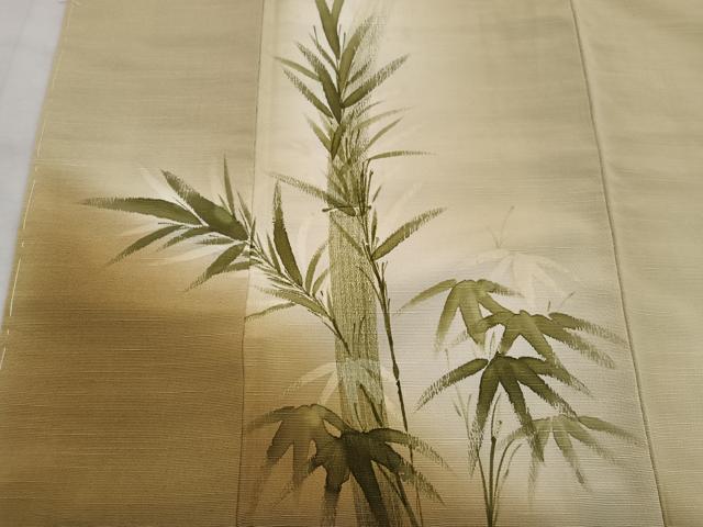 平和屋着物■訪問着　紬地　手描き　笹竹文　暈し染め　正絹　逸品　BAAY1293mz