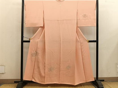 平和屋着物■訪問着　草花文　寿光織　銀糸　正絹　逸品　BAAY1294mz