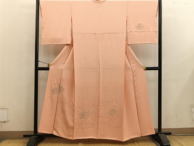 平和屋着物■訪問着　草花文　寿光織　銀糸　正絹　逸品　BAAY1294mz