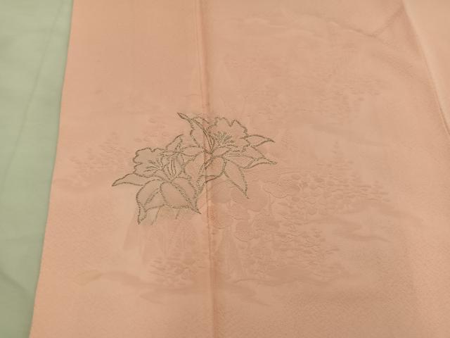 平和屋着物■訪問着　草花文　寿光織　銀糸　正絹　逸品　BAAY1294mz