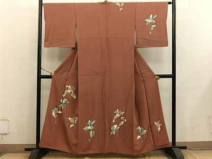 平和屋着物■訪問着　枝葉文　ろうけつ染め　正絹　逸品　BAAY1296mz