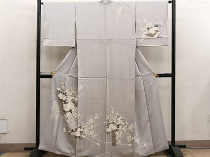 平和屋着物■訪問着　友禅　草花文　正絹　逸品　BAAY1306mz