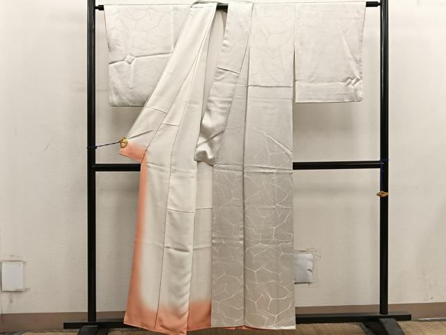 平和屋着物■上質な色無地　草花地紋　枯色　正絹　逸品　BAAY1311mz