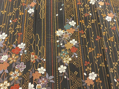 平和屋着物●訪問着　舞桜文　暈し染め　金彩　鬼しぼ縮緬　正絹　逸品　未使用　BAAY1343mz