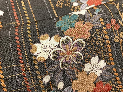平和屋着物●訪問着　舞桜文　暈し染め　金彩　鬼しぼ縮緬　正絹　逸品　未使用　BAAY1343mz