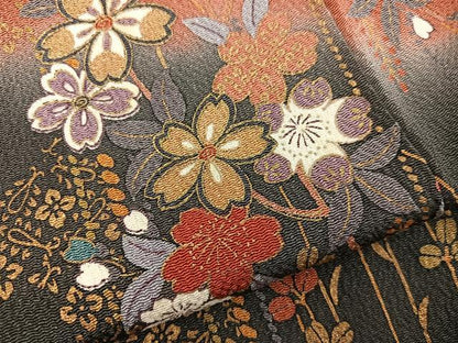 平和屋着物●訪問着　舞桜文　暈し染め　金彩　鬼しぼ縮緬　正絹　逸品　未使用　BAAY1343mz