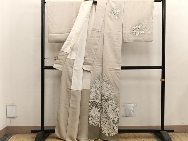 平和屋着物■訪問着　籬菊花文　正絹　逸品　BAAY1348mz