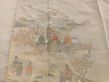 平和屋着物■豪華色留袖　総刺繍　スワトウ刺繍　人物風景文　暈し染め　正絹　逸品　BAAY1352mz