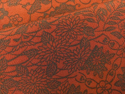 平和屋着物■上質な小紋　型染め　花唐草文　鬼しぼ縮緬　正絹　逸品　BAAY1363mz