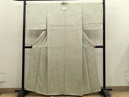 平和屋着物●上質な色無地　草葉地紋　蒸栗色　正絹　逸品　BAAY1376mz