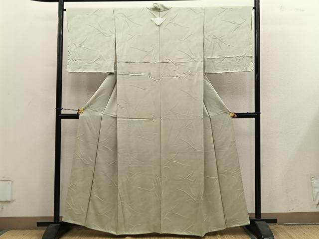 平和屋着物●上質な色無地　草葉地紋　蒸栗色　正絹　逸品　BAAY1376mz