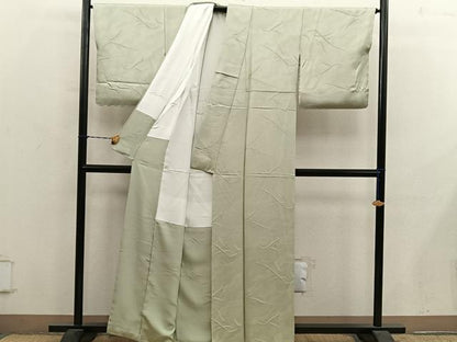 平和屋着物●上質な色無地　草葉地紋　蒸栗色　正絹　逸品　BAAY1376mz