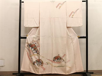 平和屋着物■訪問着　片輪車牡丹花文　金彩　正絹　逸品　BAAY1391mz
