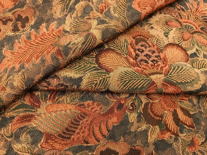 平和屋着物●上質な小紋　更紗花鳥文　鬼しぼ縮緬　正絹　逸品　BAAY1406mz