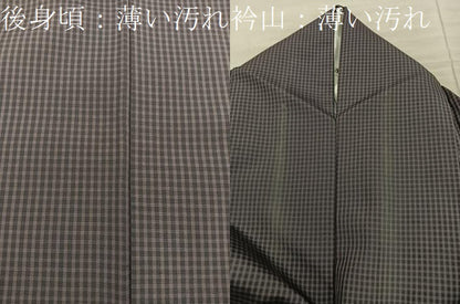 平和屋着物■上質な紬 格子柄 正絹 逸品 BAAY1408mz