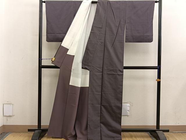 平和屋着物■上質な紬 格子柄 正絹 逸品 BAAY1408mz