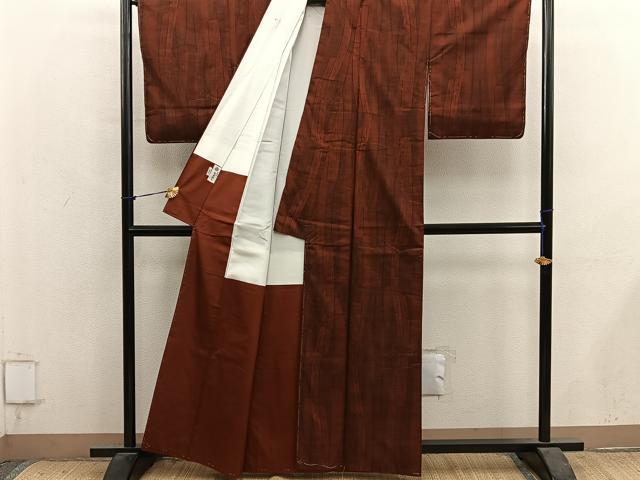 平和屋着物■本場大島紬　7マルキ　幾何学文様　正絹　逸品　未使用　BAAY1418mz