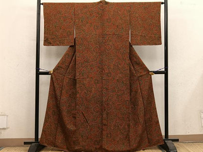 平和屋着物●上質な小紋　更紗花文　正絹　逸品　未使用　BAAY1421mz