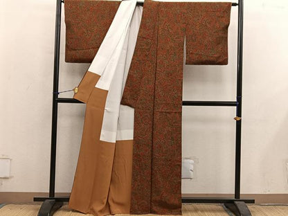 平和屋着物●上質な小紋　更紗花文　正絹　逸品　未使用　BAAY1421mz